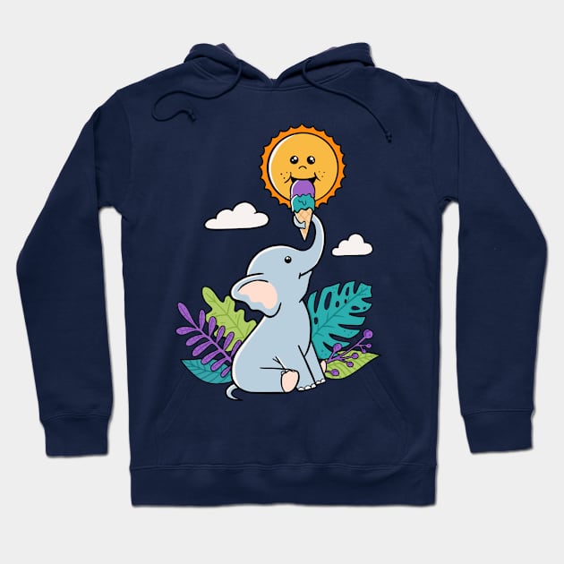 Funny Elephant and sun Hoodie by coffeeman